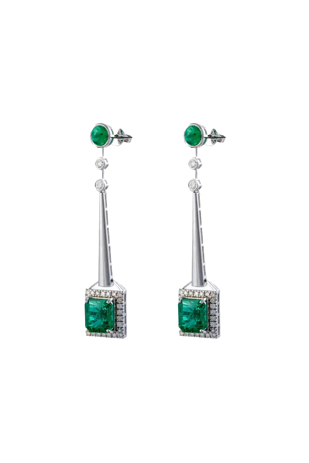 Natural Zambian Emerald 10.52cts with Diamonds 1.32cts earring and 14k Gold