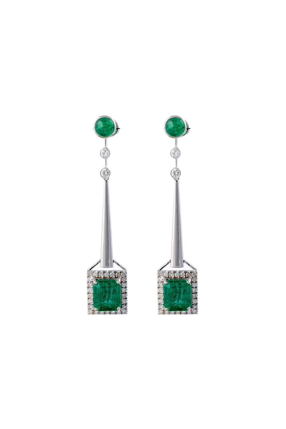 Natural Zambian Emerald 10.52cts with Diamonds 1.32cts earring and 14k Gold