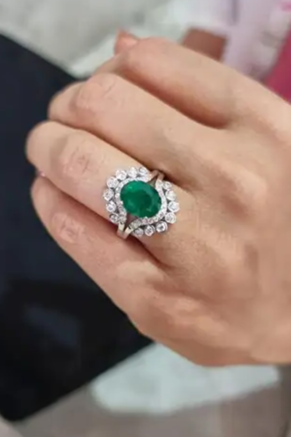 2.96cts Zambian Emerald Ring with 0.65cts Diamonds and 14k Gold