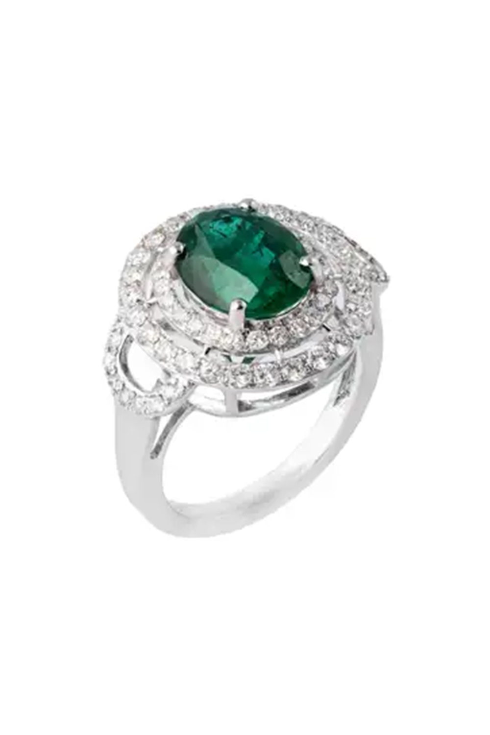 3.36cts Zambian Emerald Ring with 1.01cts Diamonds and 14k Gold