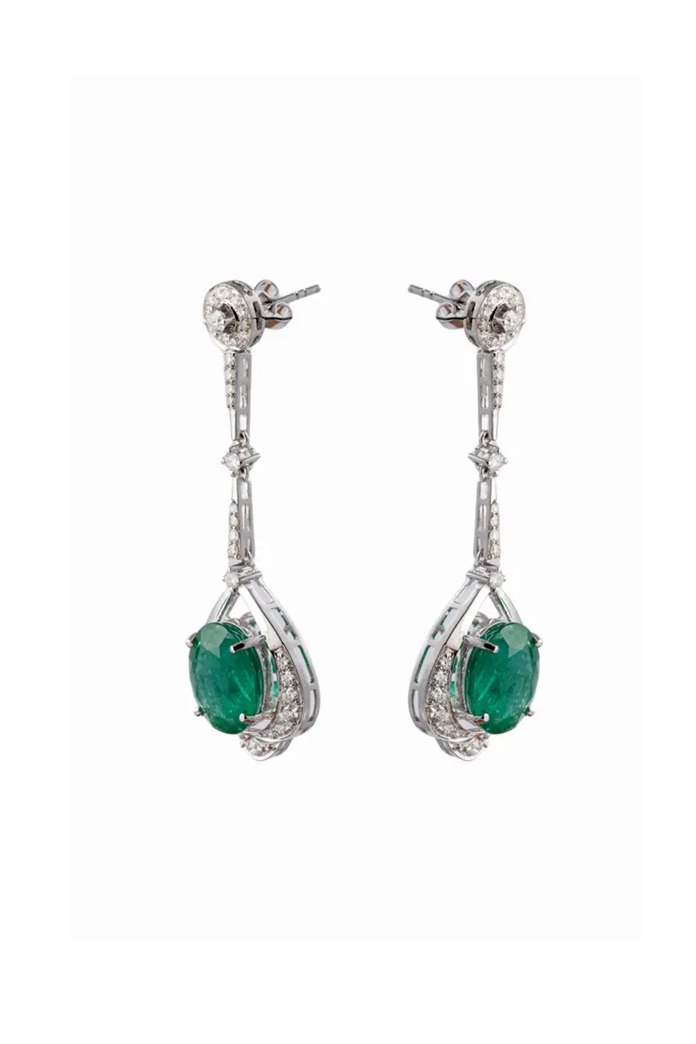 10.18cts Zambian Emerald Earrings with 1.43cts Diamonds and 14k Gold