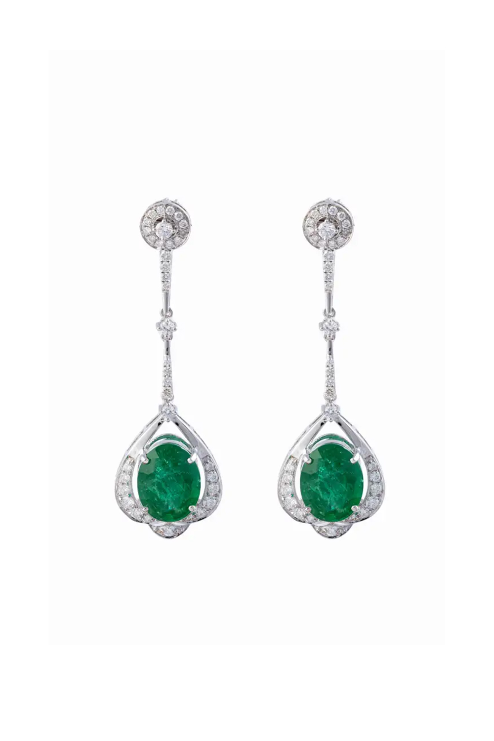 10.18cts Zambian Emerald Earrings with 1.43cts Diamonds and 14k Gold