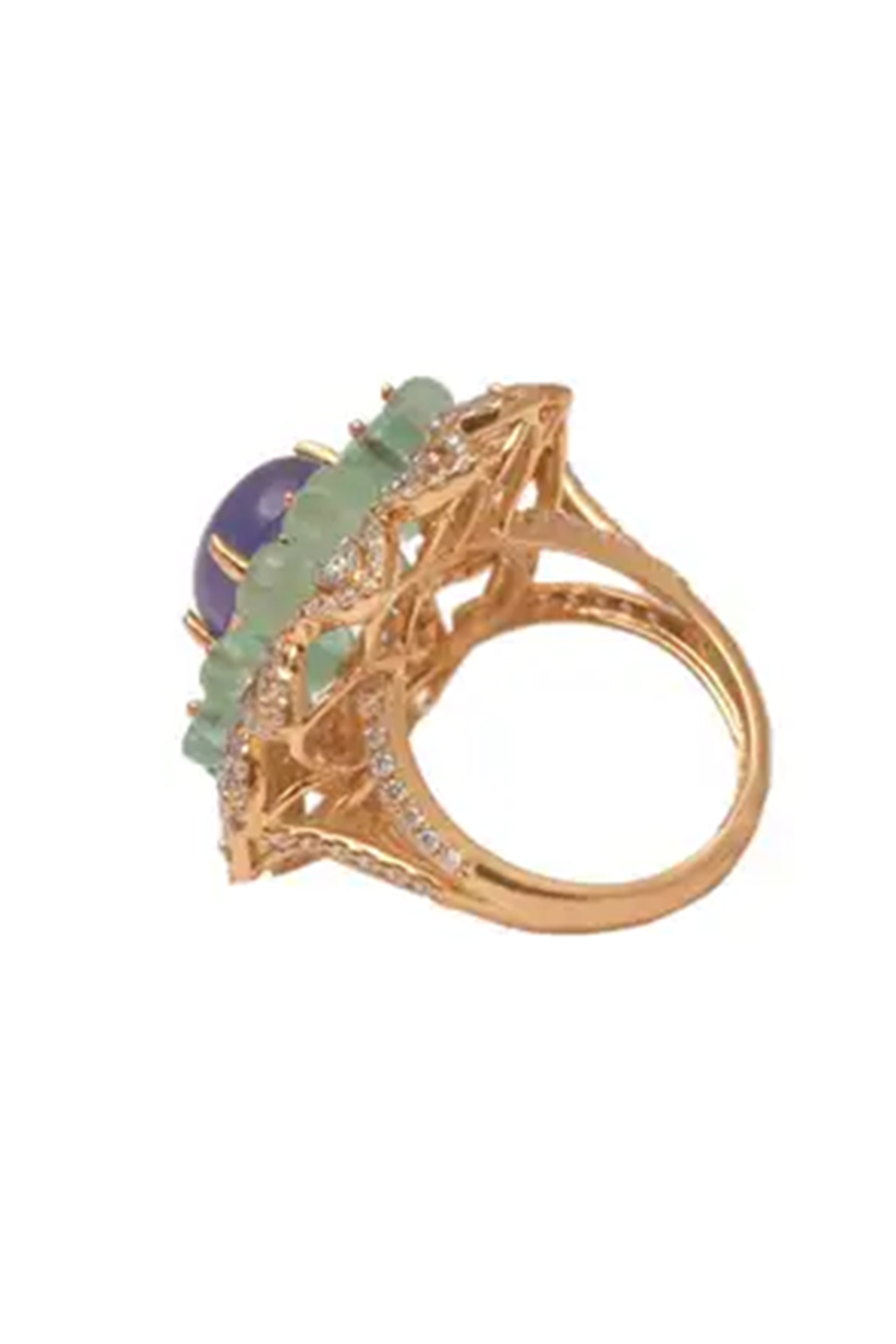 18k gold 6.11cts Emerald & 4.35 cts Tz & 4.35cts Diamond Ring