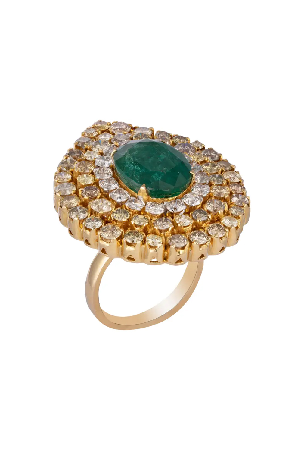 5.64cts Diamond & 7.47cts Emerald gold ring