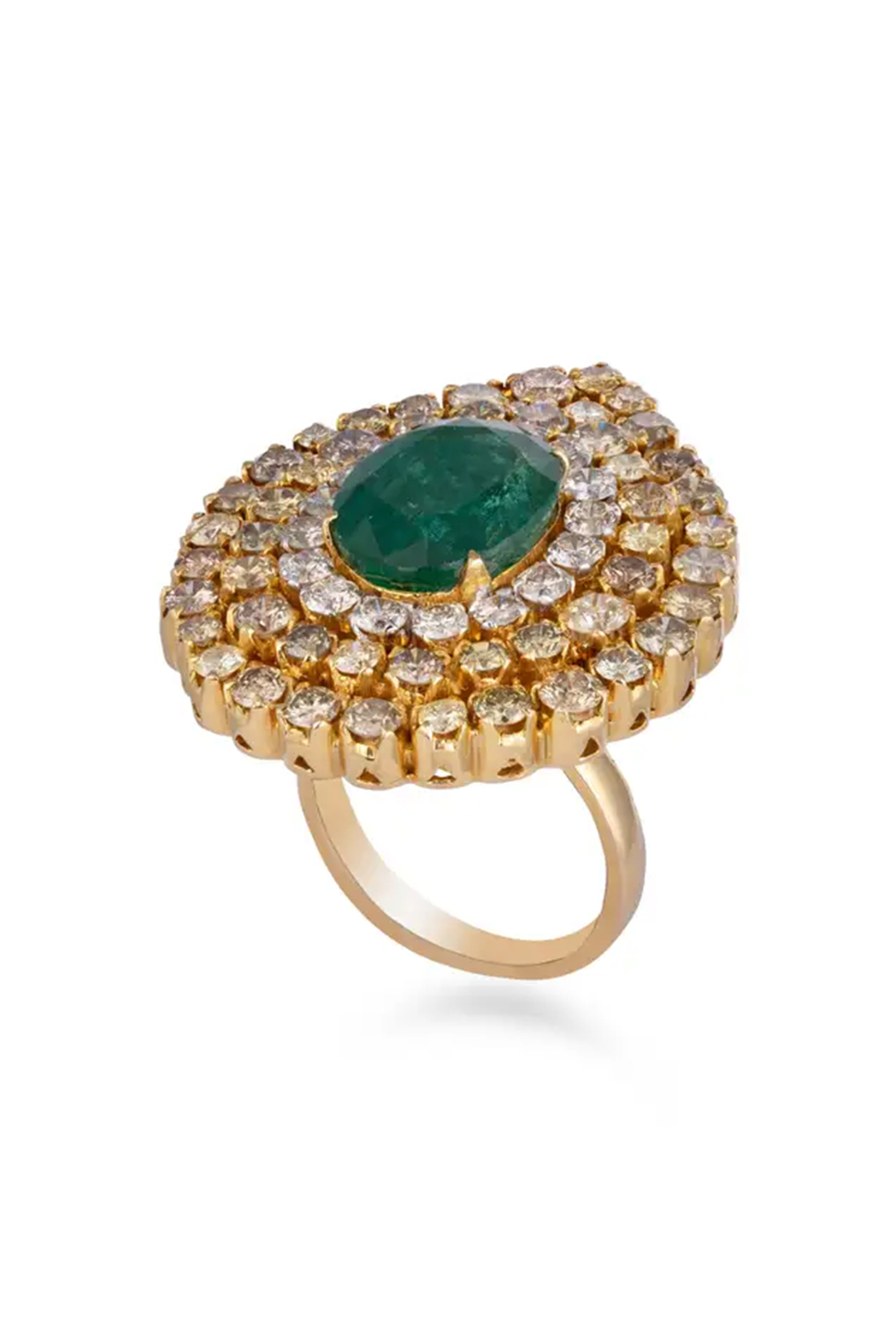 5.64cts Diamond & 7.47cts Emerald gold ring