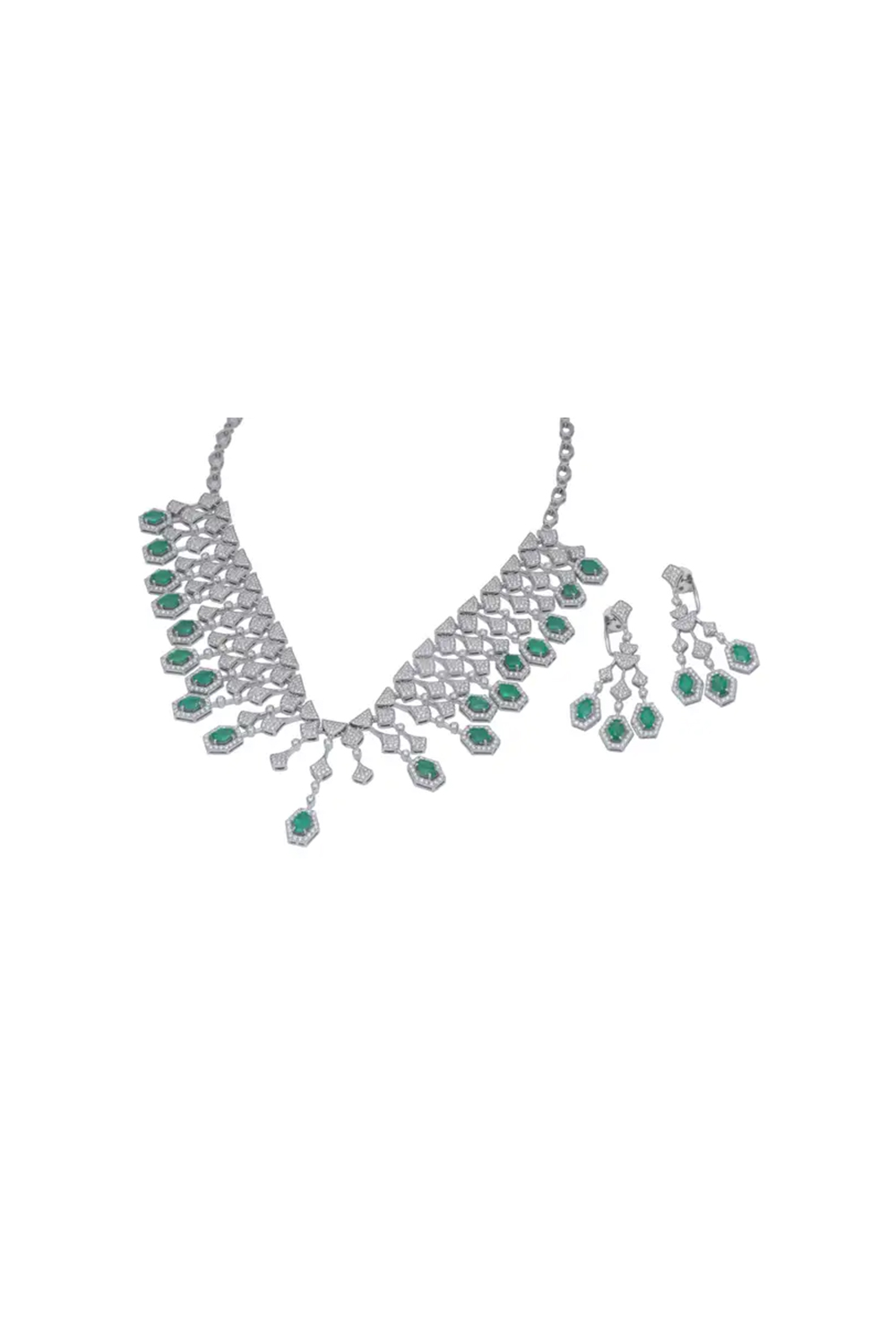 Natural Emerald Necklace with 10.75cts Diamond & 11.06cts Emerald