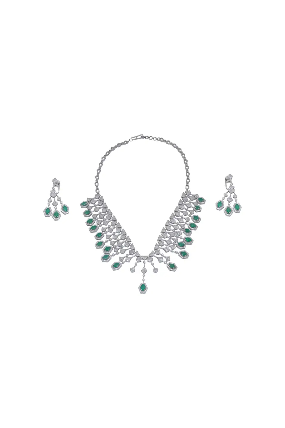 Natural Emerald Necklace with 10.75cts Diamond & 11.06cts Emerald