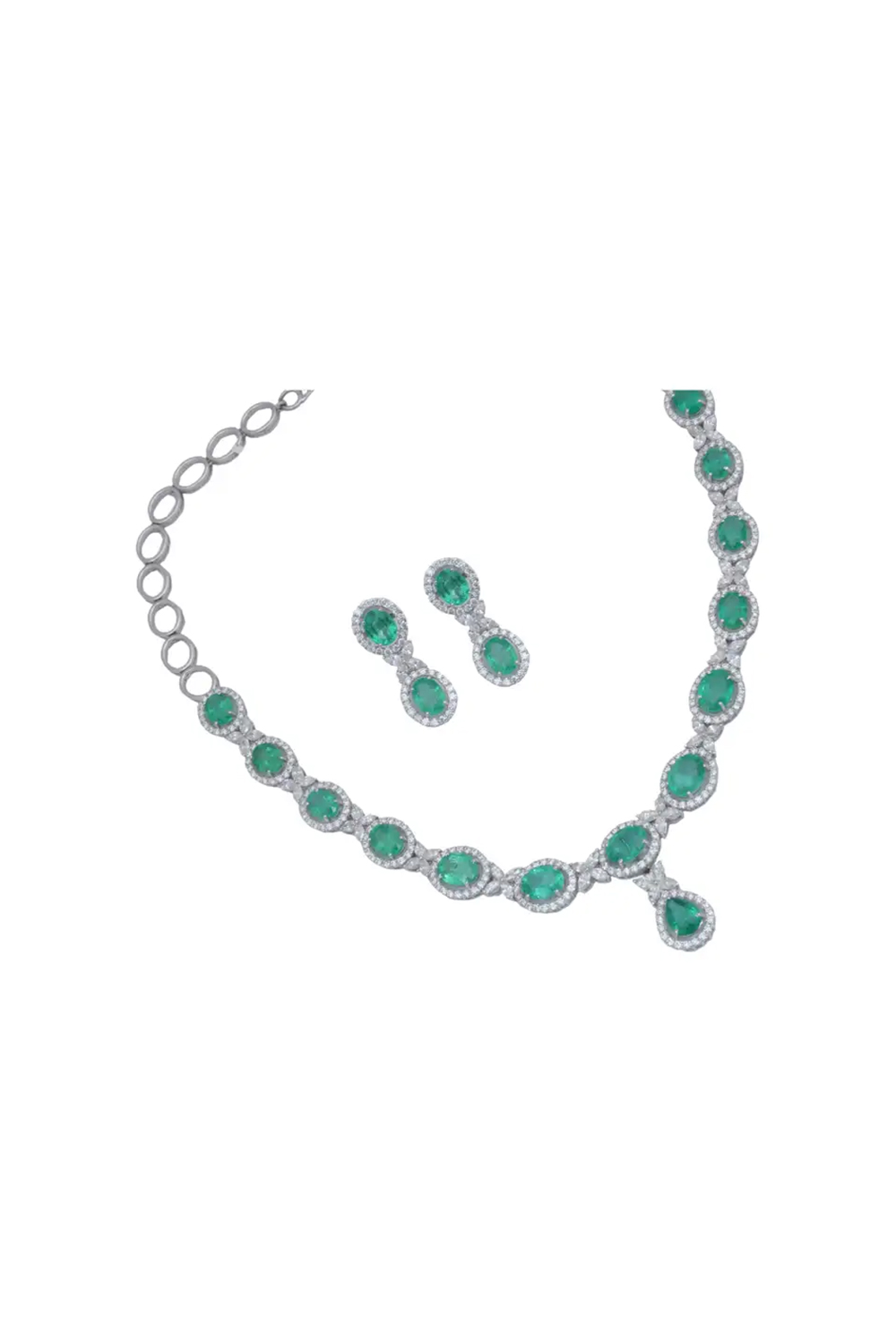 Natural Diamond 11.29 Carats and Zambian Emeralds 28.17 Carats Necklace in 14k Gold