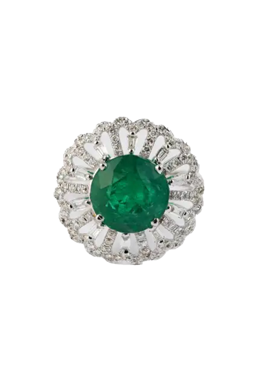 Natural Zambian Emerald 5.71cts with 0.77cts Diamonds ring in 14k Gold