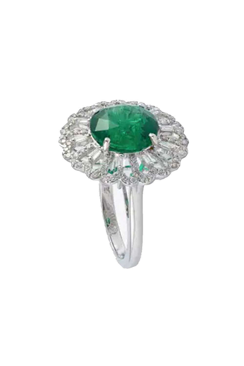 Natural Zambian Emerald 5.71cts with 0.77cts Diamonds ring in 14k Gold