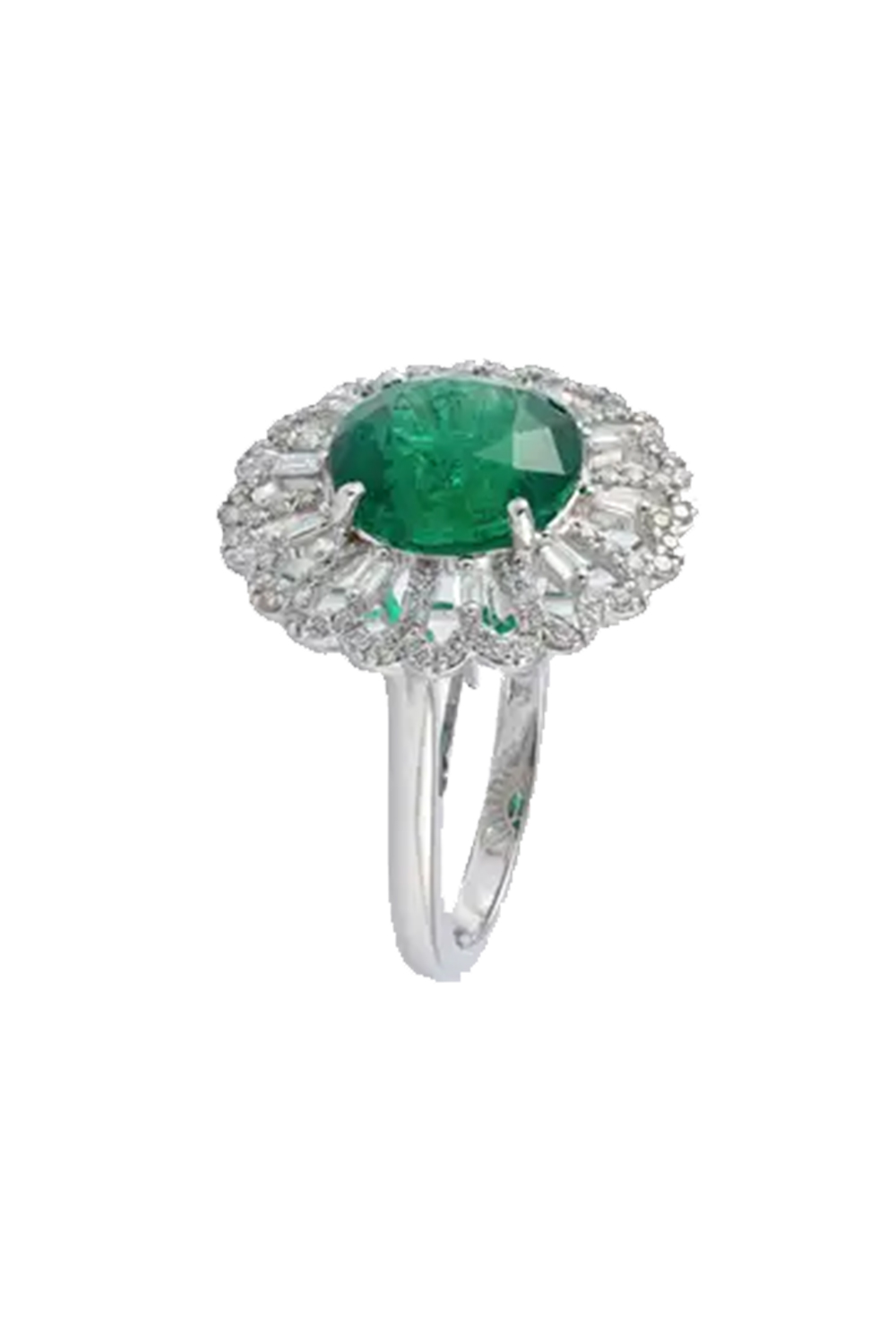 Natural Zambian Emerald 5.71cts with 0.77cts Diamonds ring in 14k Gold