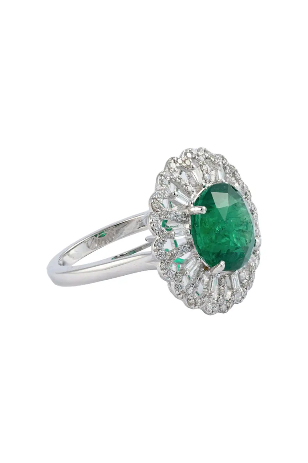 Natural Zambian Emerald 5.71cts with 0.77cts Diamonds ring in 14k Gold