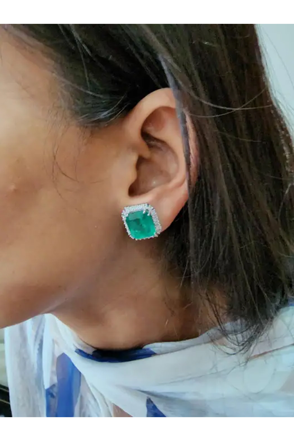 Natural Zambian Emerald Earrings with 11.06 Carats Emeralds in 14k Gold