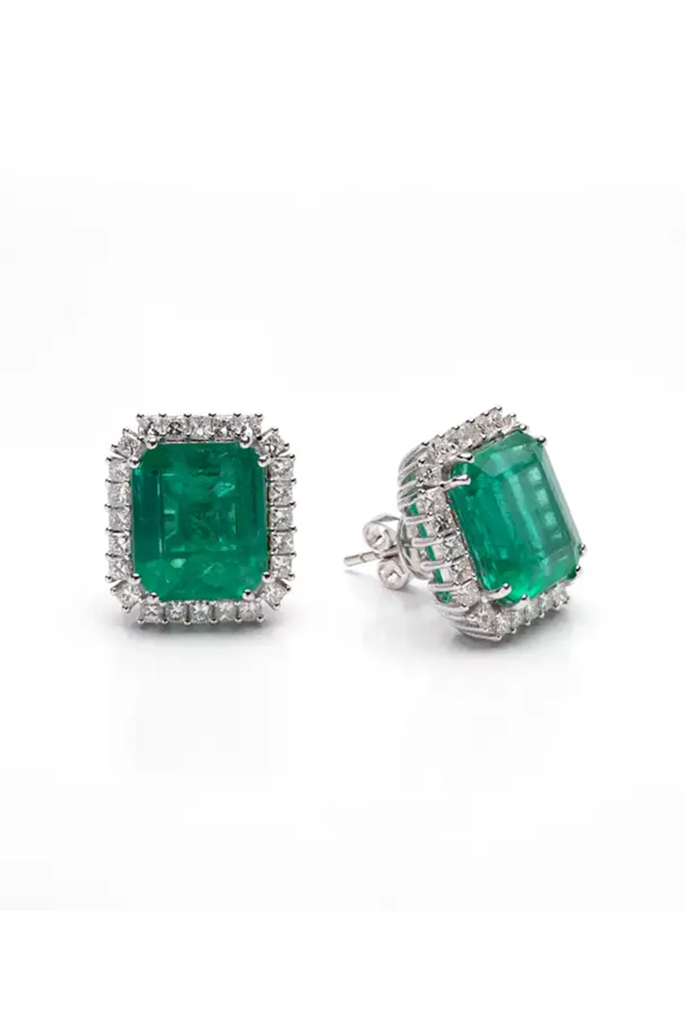 Natural Zambian Emerald Earrings with 11.06 Carats Emeralds in 14k Gold