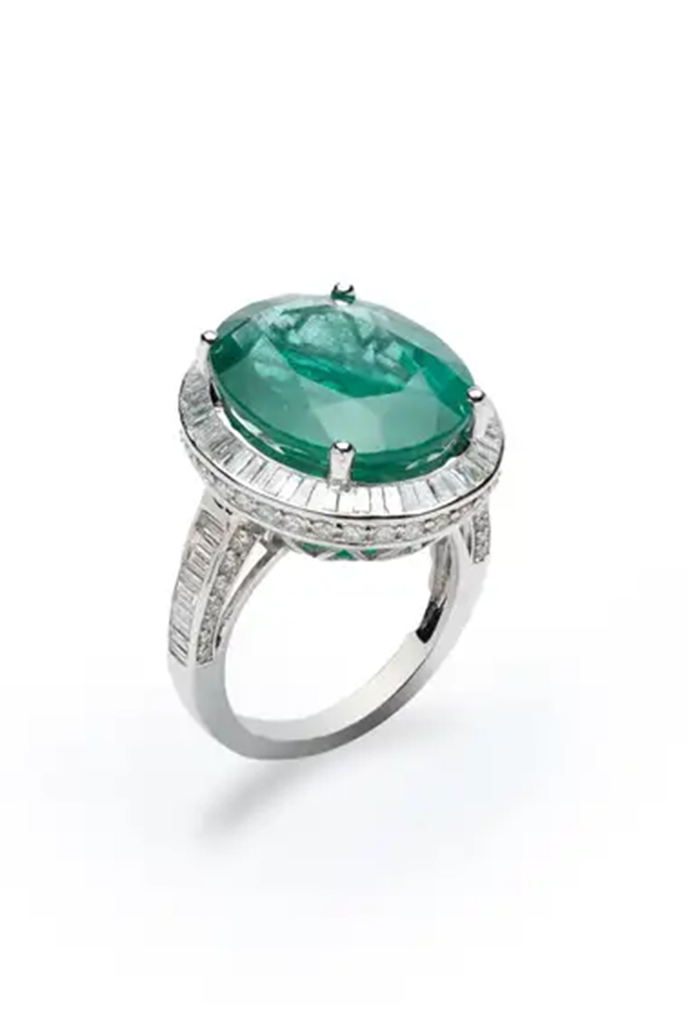 Natural Zambian Ring with 14.90 Carats Emeralds and 2.15 Carats Diamond /14k