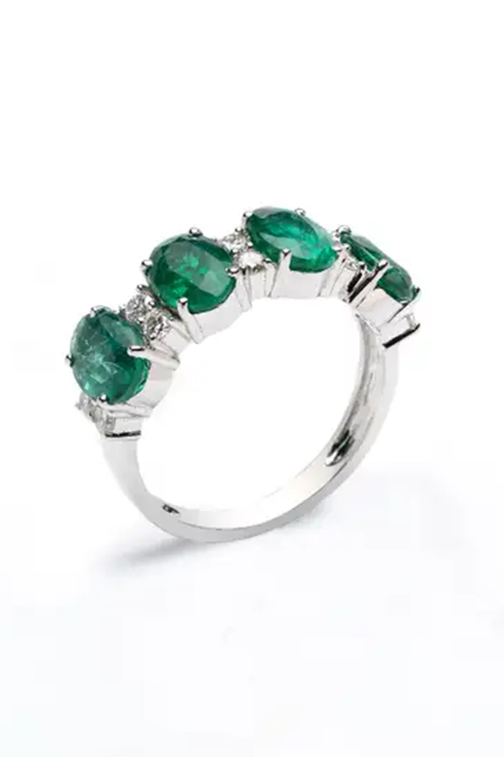 Natural Zambian Ring with 3 Carats Emeralds and 0.42 Carats Diamond /14k