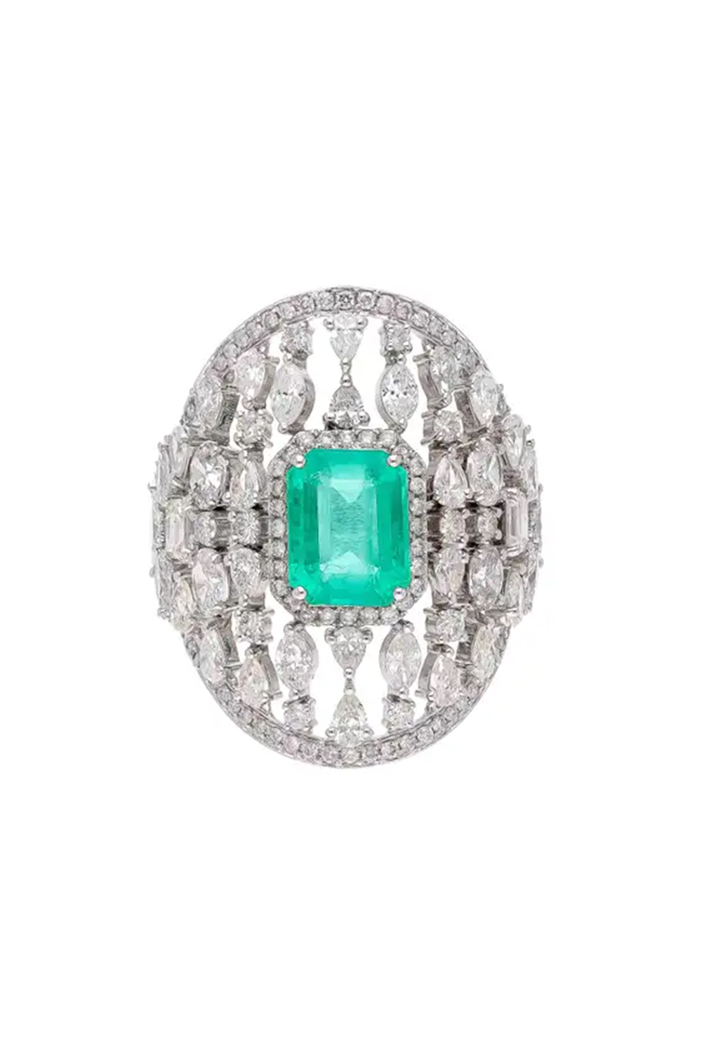 Natural Zambian emerald ring with diamond and 18k gold