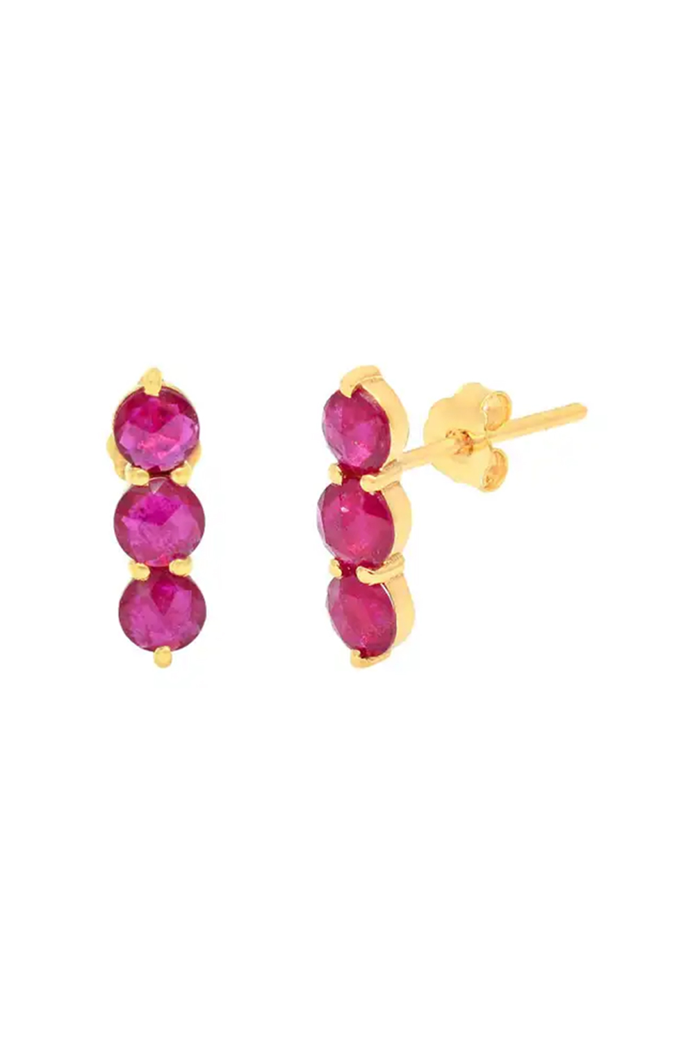 Ruby Stud Earrings with 14k Gold