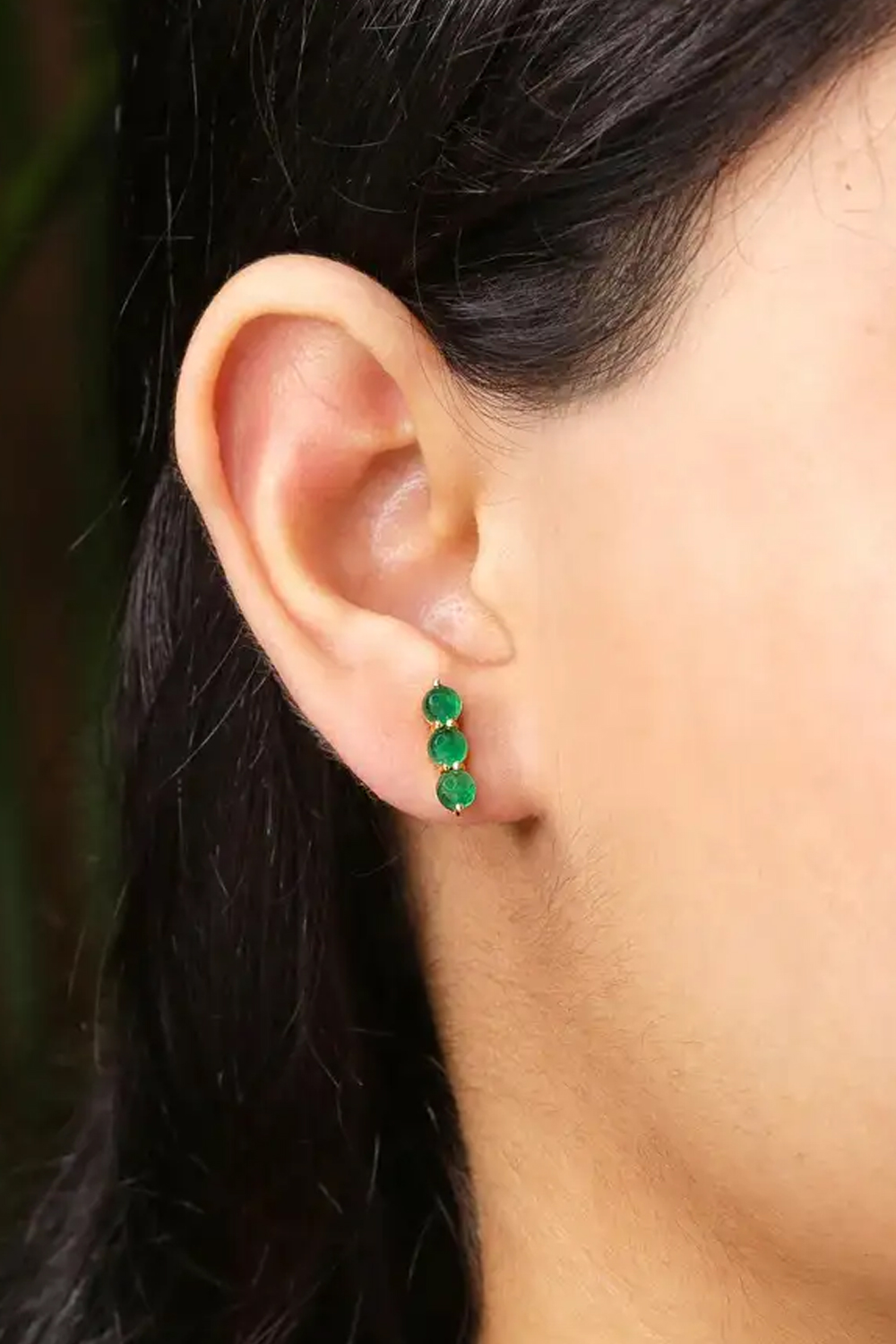 Emerald Stud Earrings in 14k Gold