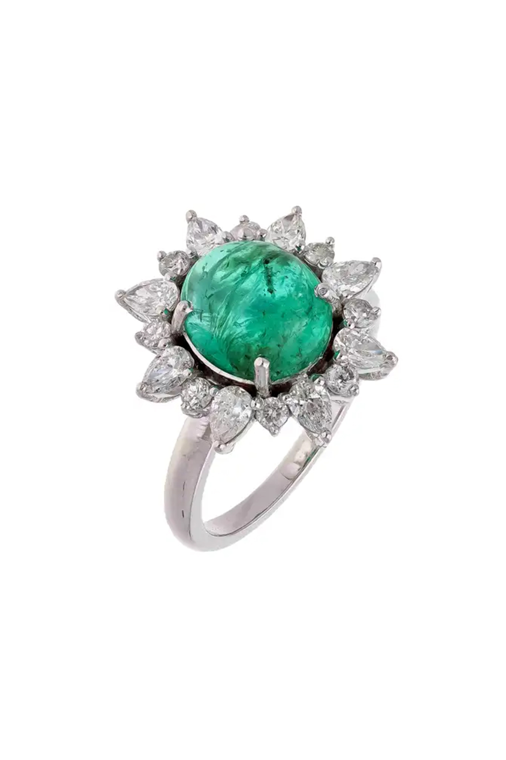 Natural Zambian Emerald Ring with Diamond and 18k Gold