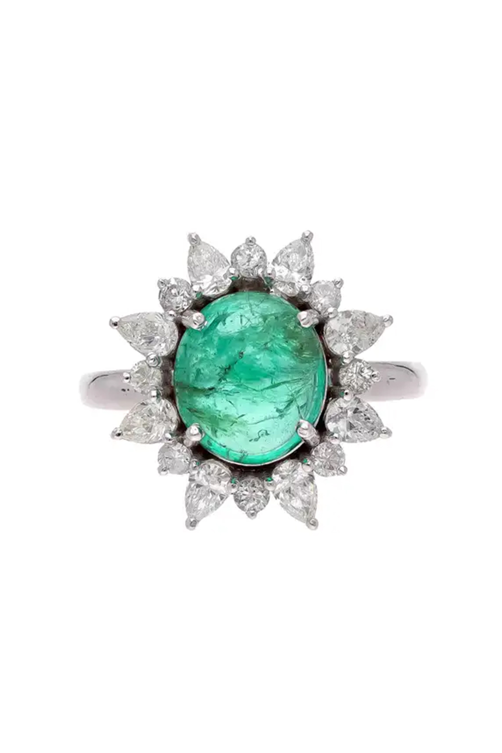 Natural Zambian Emerald Ring with Diamond and 18k Gold