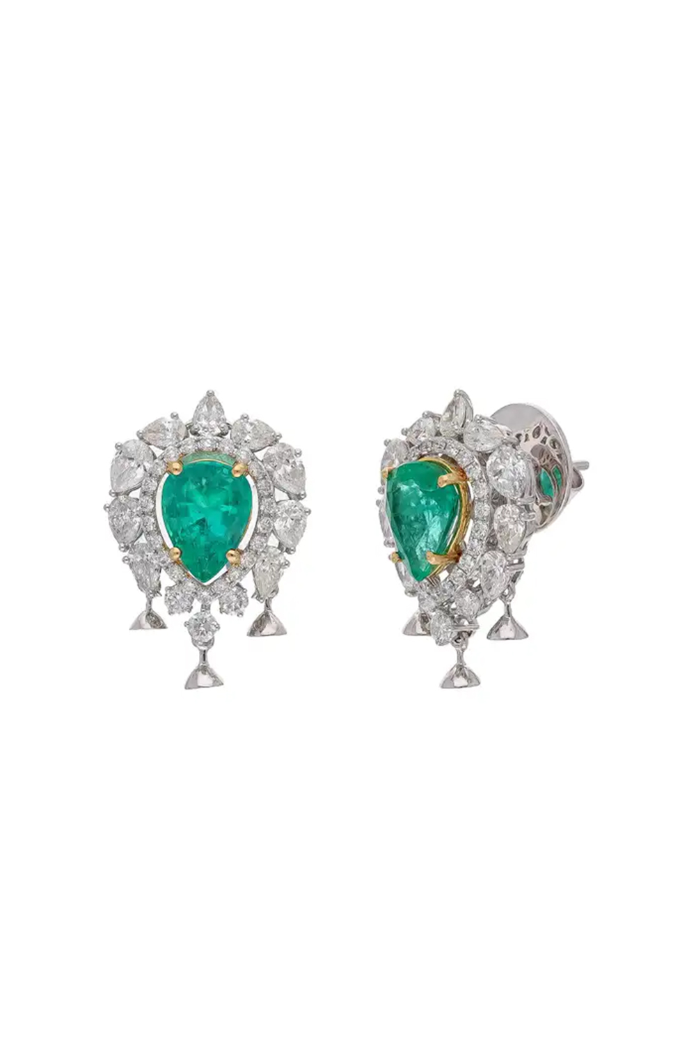 Natural Zambian Emerald Earring with Diamond and 18k Gold