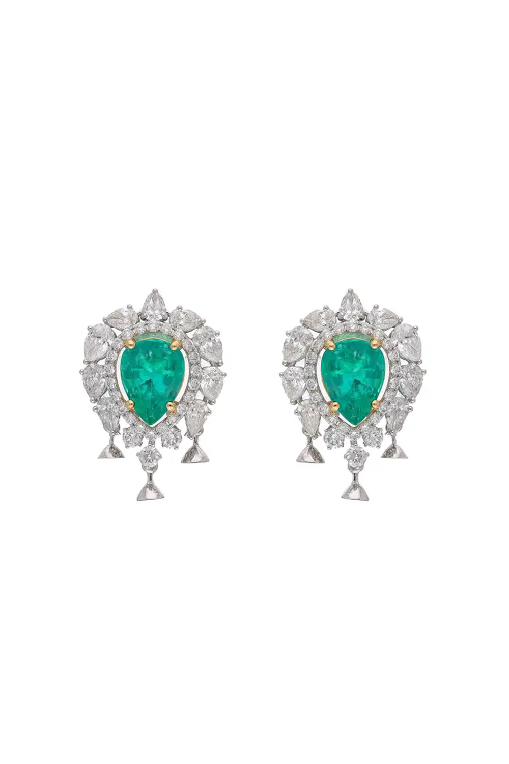 Natural Zambian Emerald Earring with Diamond and 18k Gold