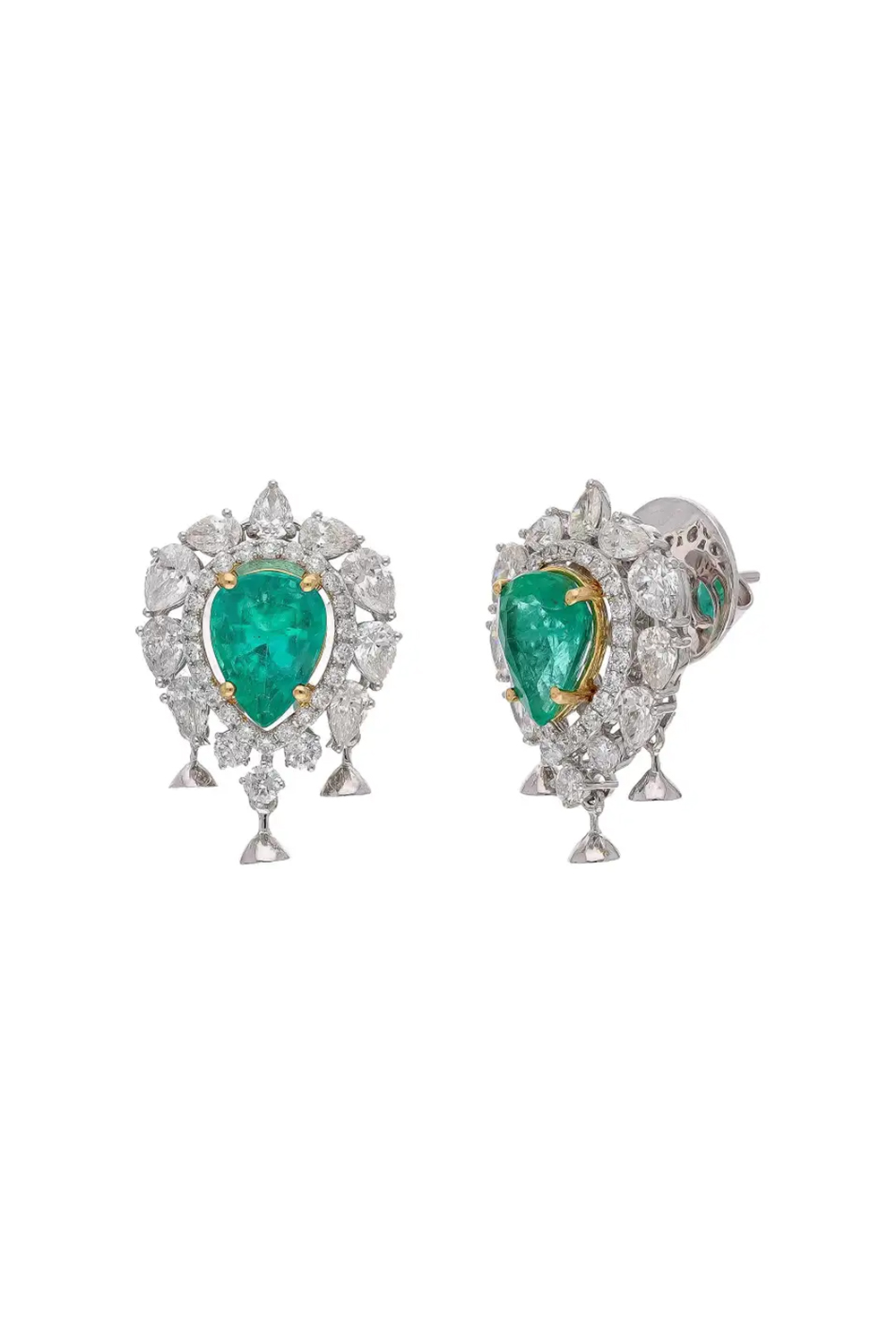 Natural Zambian Emerald Earring with Diamond and 18k Gold