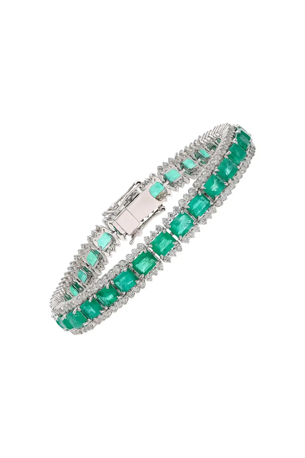 Natural Zambian Emerald Bracelet with Diamond 3.25 cts in 18k Gold