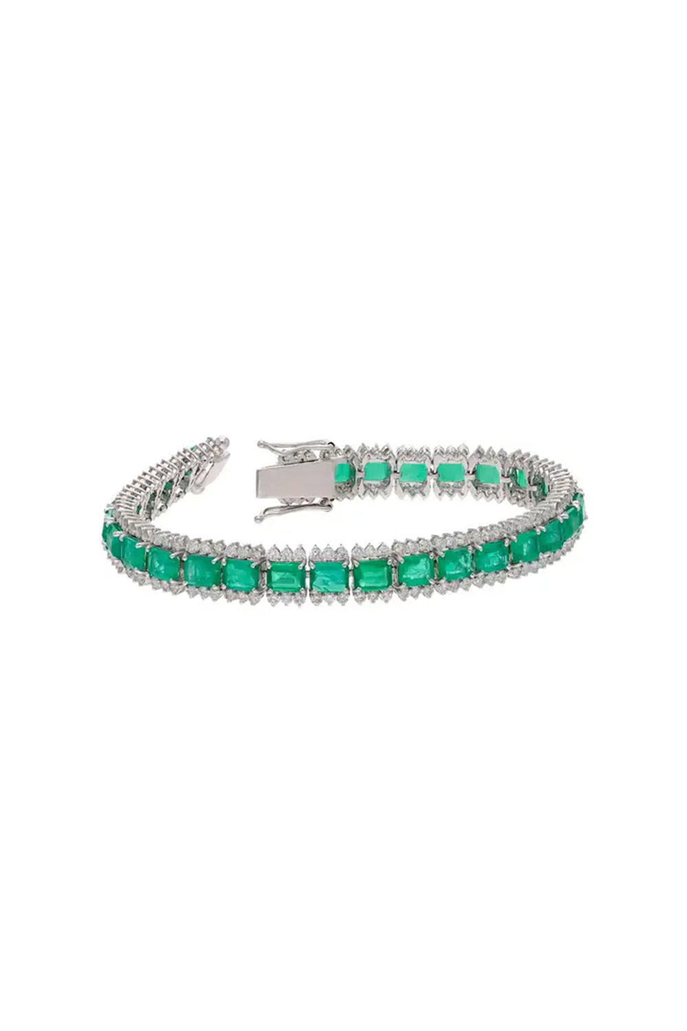 Natural Zambian Emerald Bracelet with Diamond 3.25 cts in 18k Gold