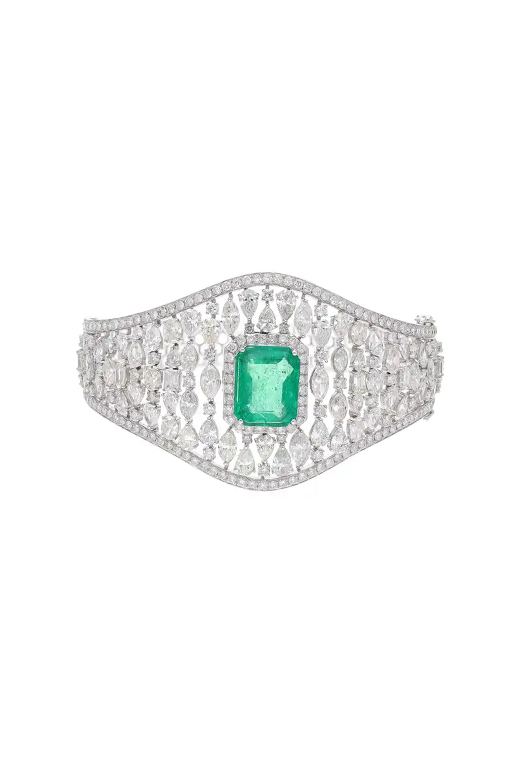 Natural Zambian emerald bracelet with diamond and 18k gold