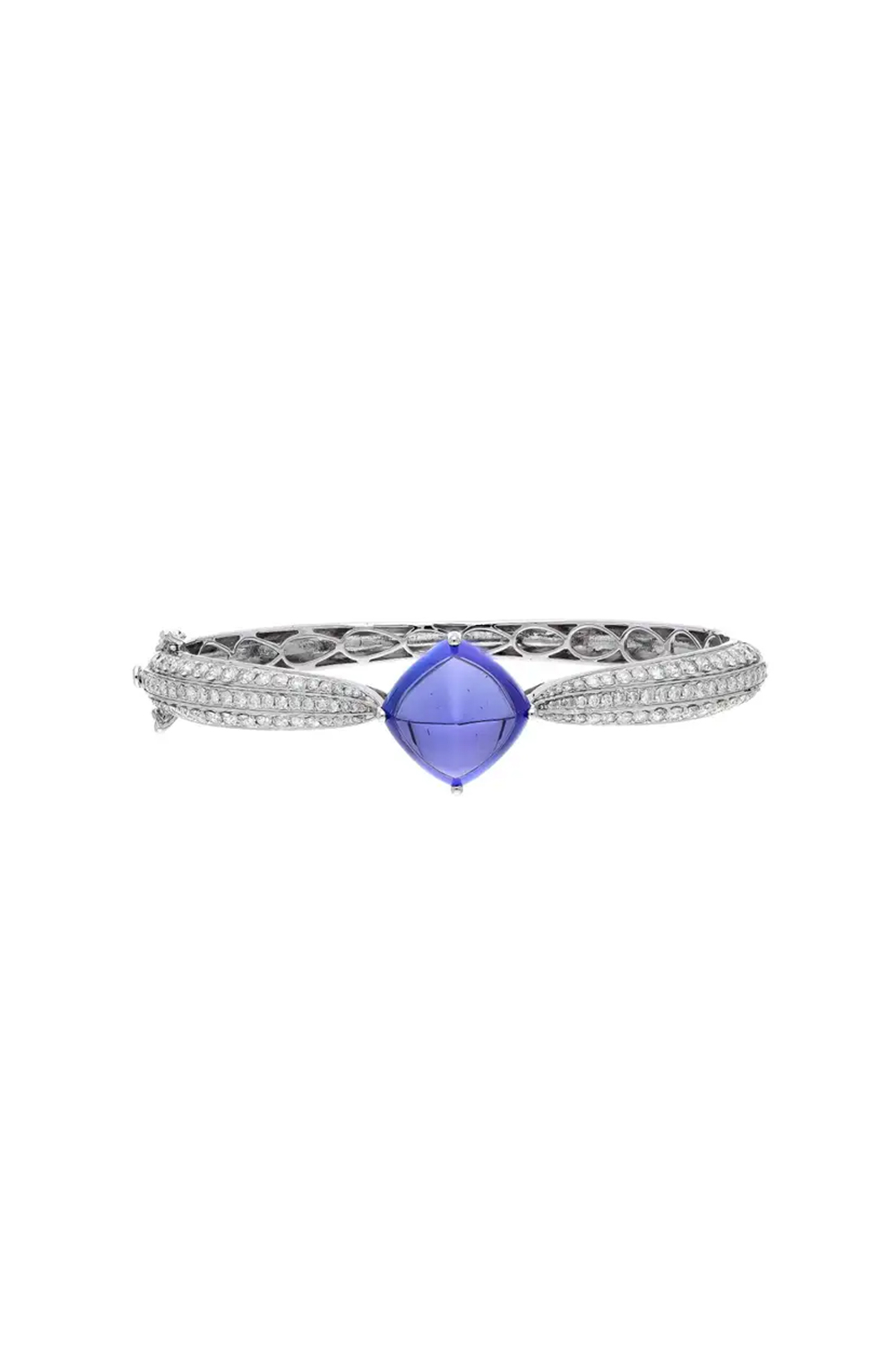 Natural Tanzanite bracelet with diamond in 18k gold