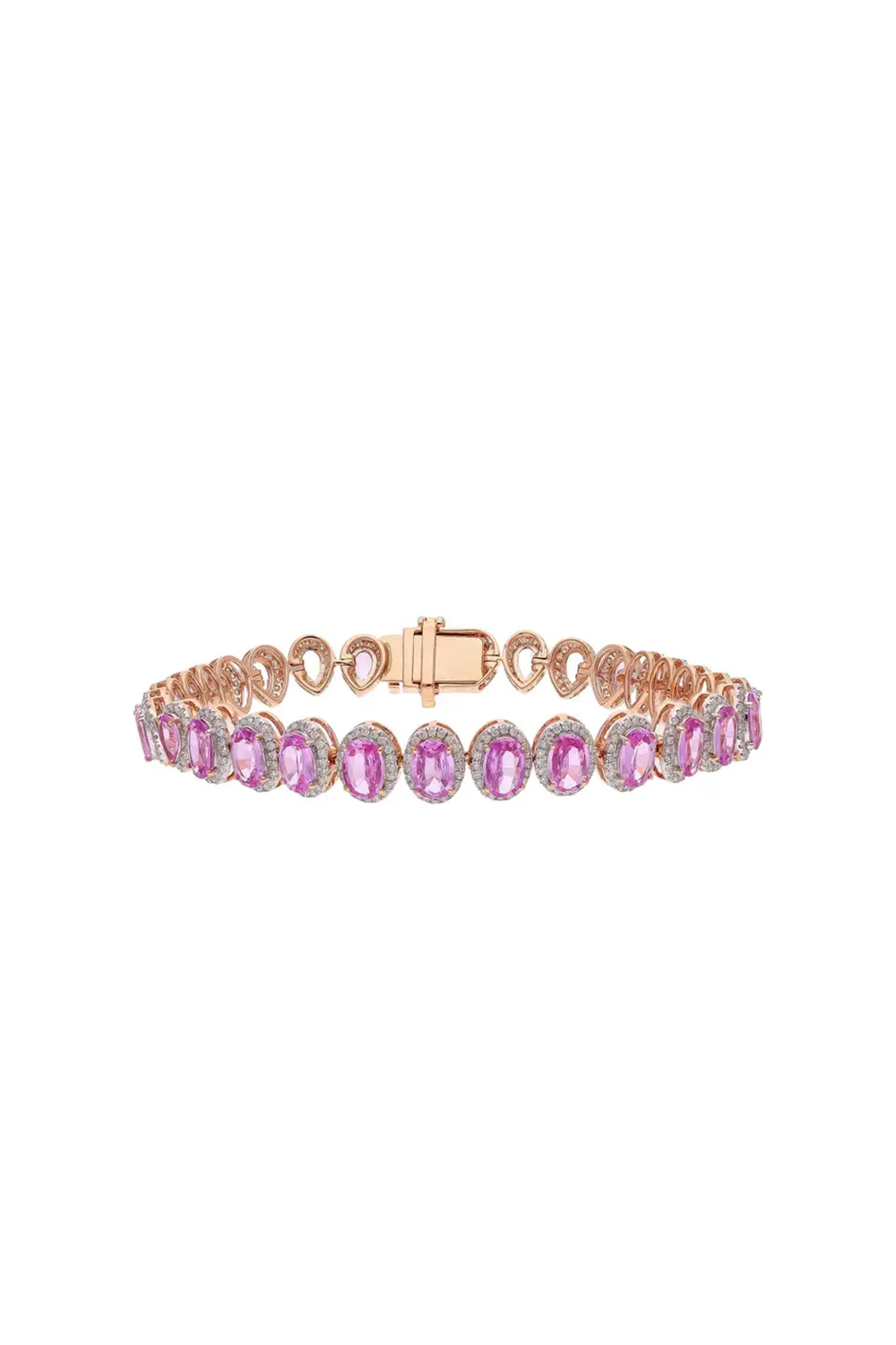 Pink Sapphire & Diamond Tennis Bracelet in 18k Gold