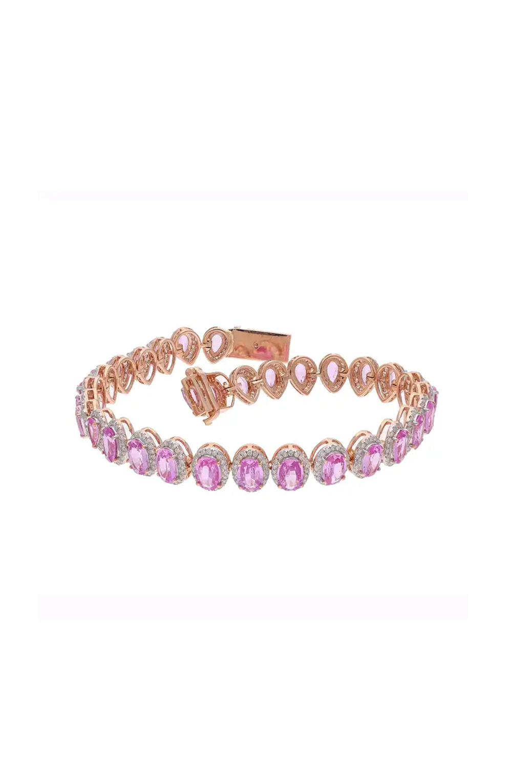 Pink Sapphire & Diamond Tennis Bracelet in 18k Gold