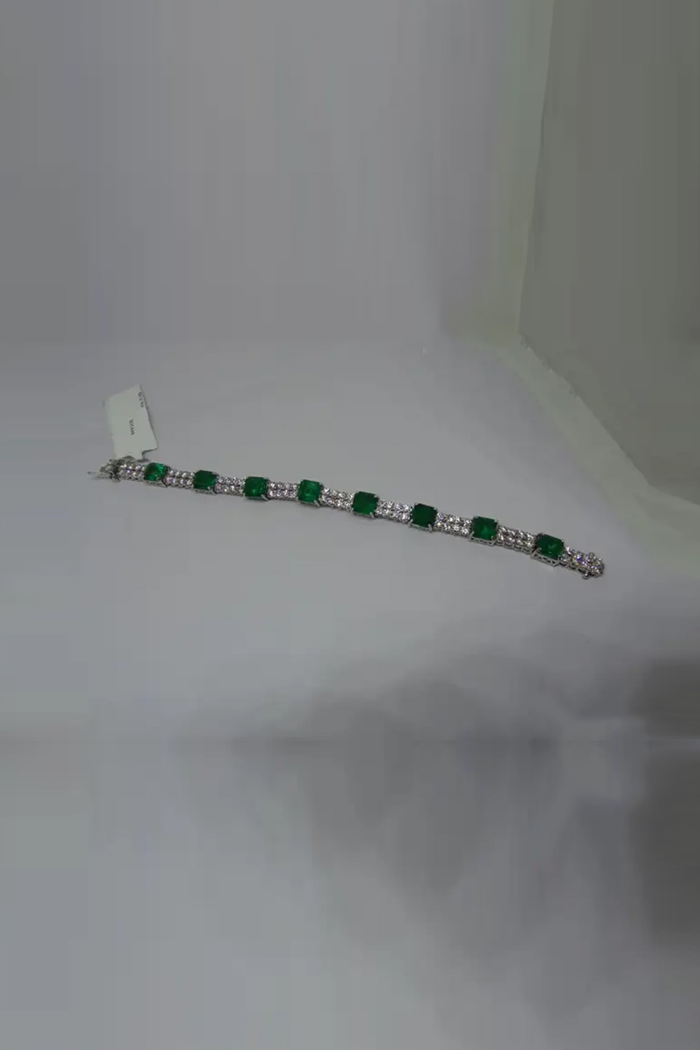 Natural Zambian emerald bracelet with diamond and 14k gold