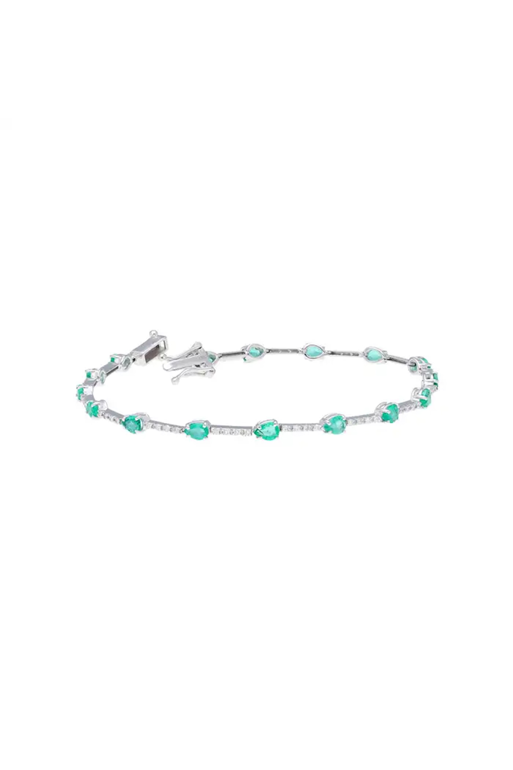 Natural Emerald bracelet with diamond 0.40 cts in 18k gold