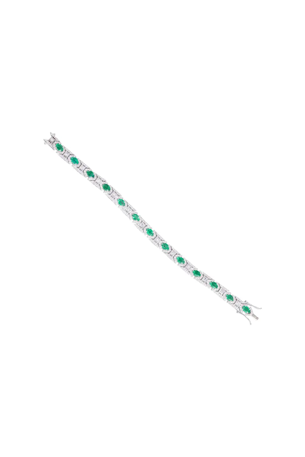 Zambian Emerald 5.85cts Tennis Bracelet with Diamonds 4.06cts and 14k Gold