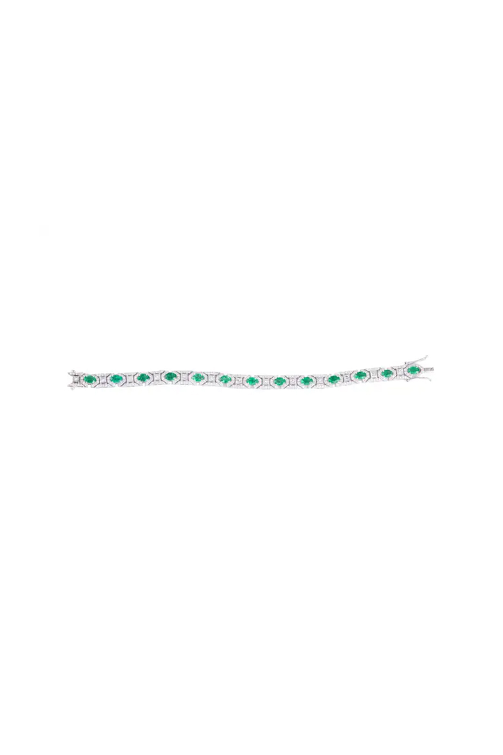 Zambian Emerald 5.85cts Tennis Bracelet with Diamonds 4.06cts and 14k Gold