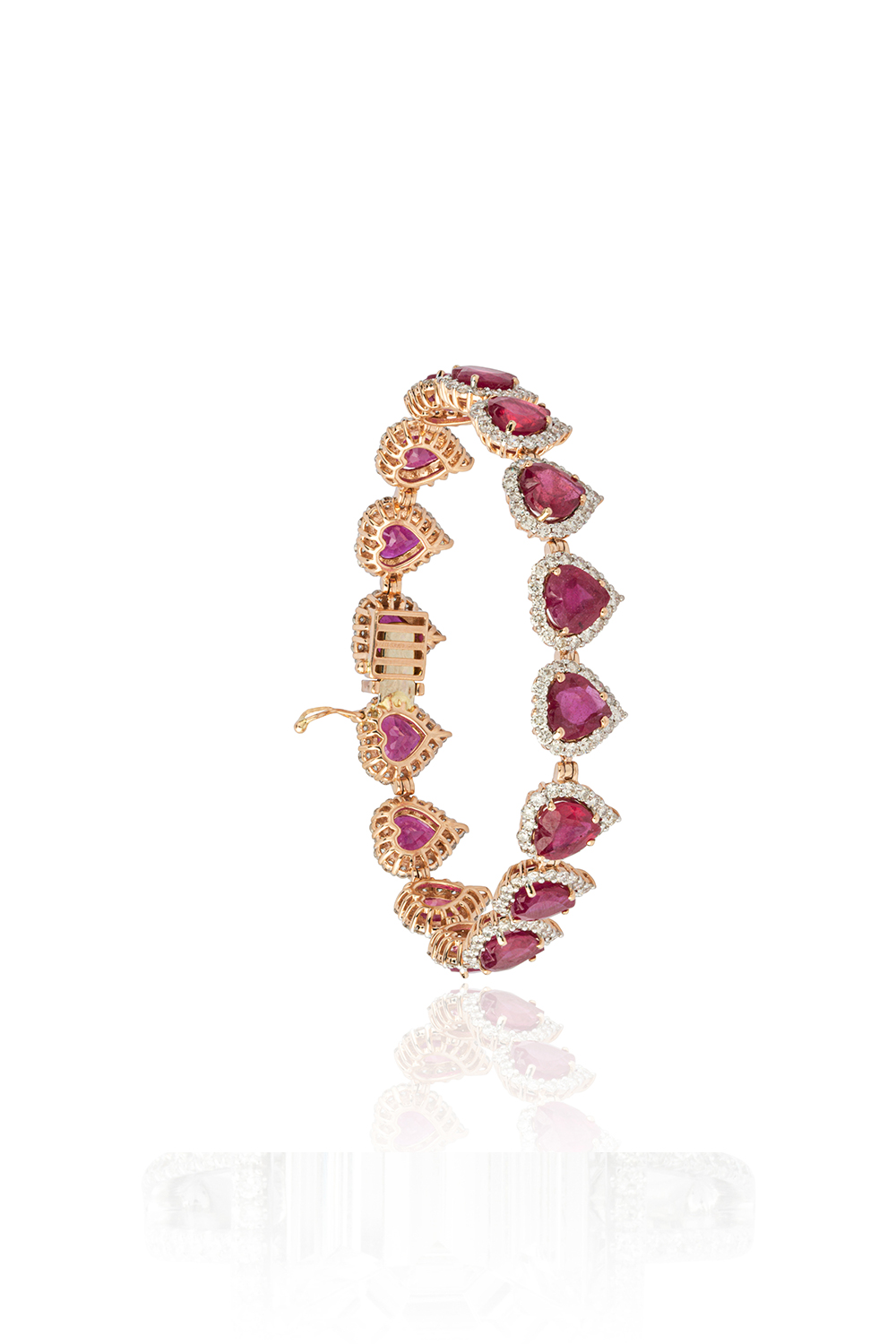 Natural Ruby bracelet with diamond in 18k gold