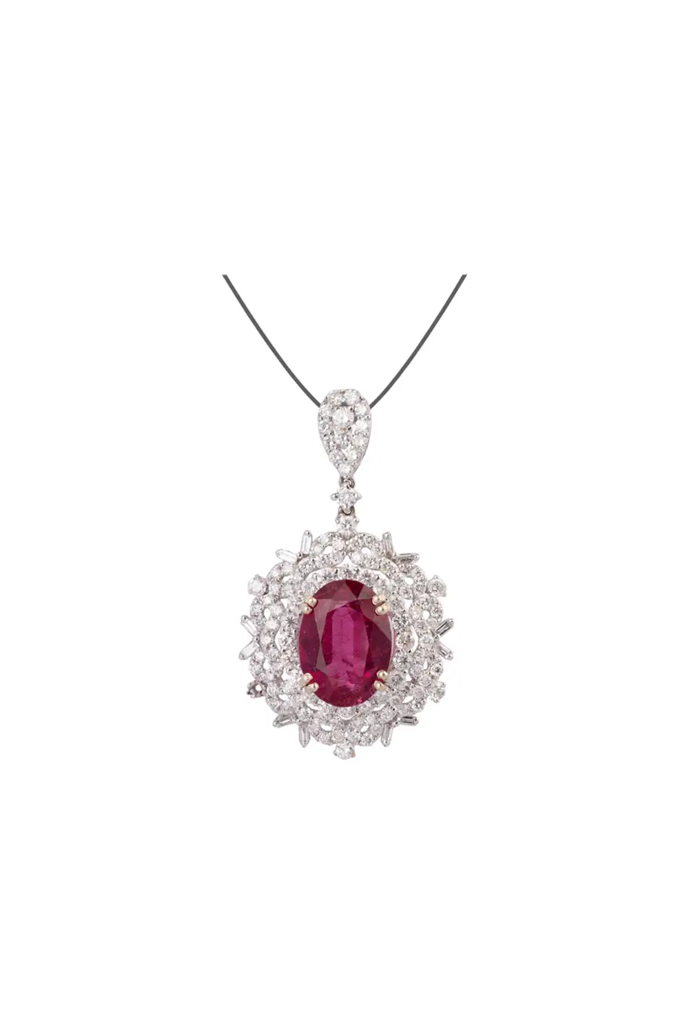 Gold 4.40cts ruby Light & 2.37cts diamond Pendent