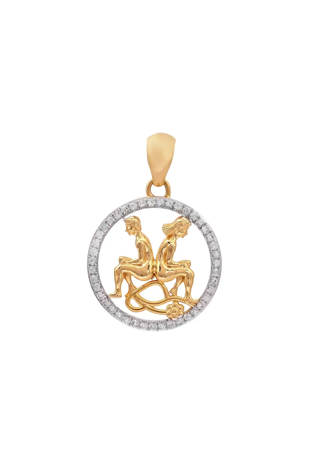 Natural White sapphire Pendant in 14k gold