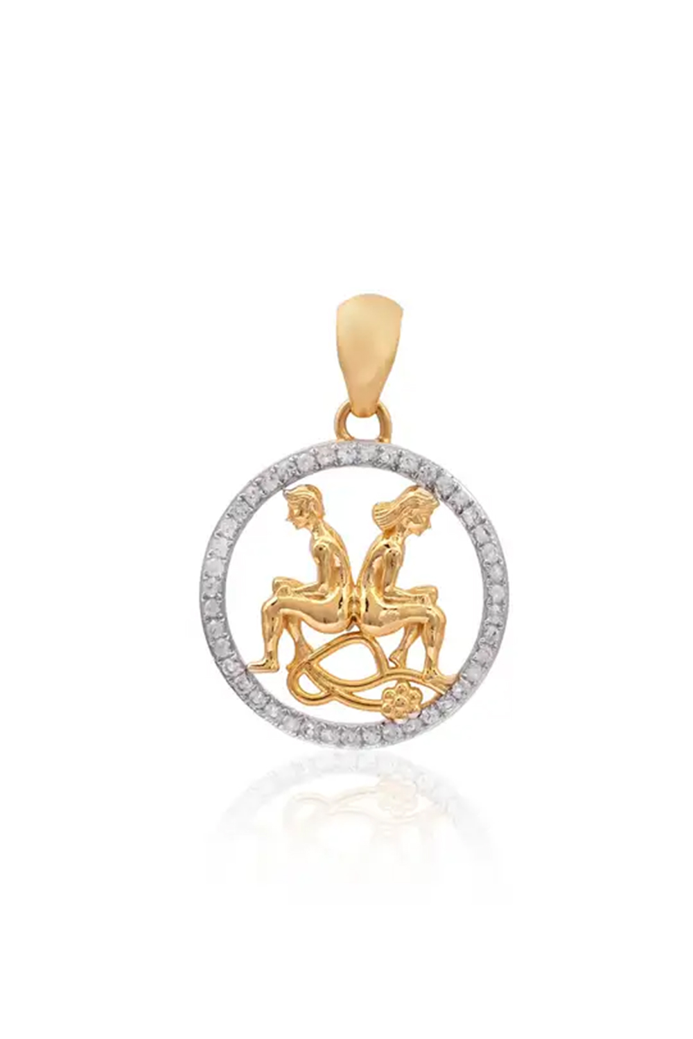 Natural White sapphire Pendant in 14k gold