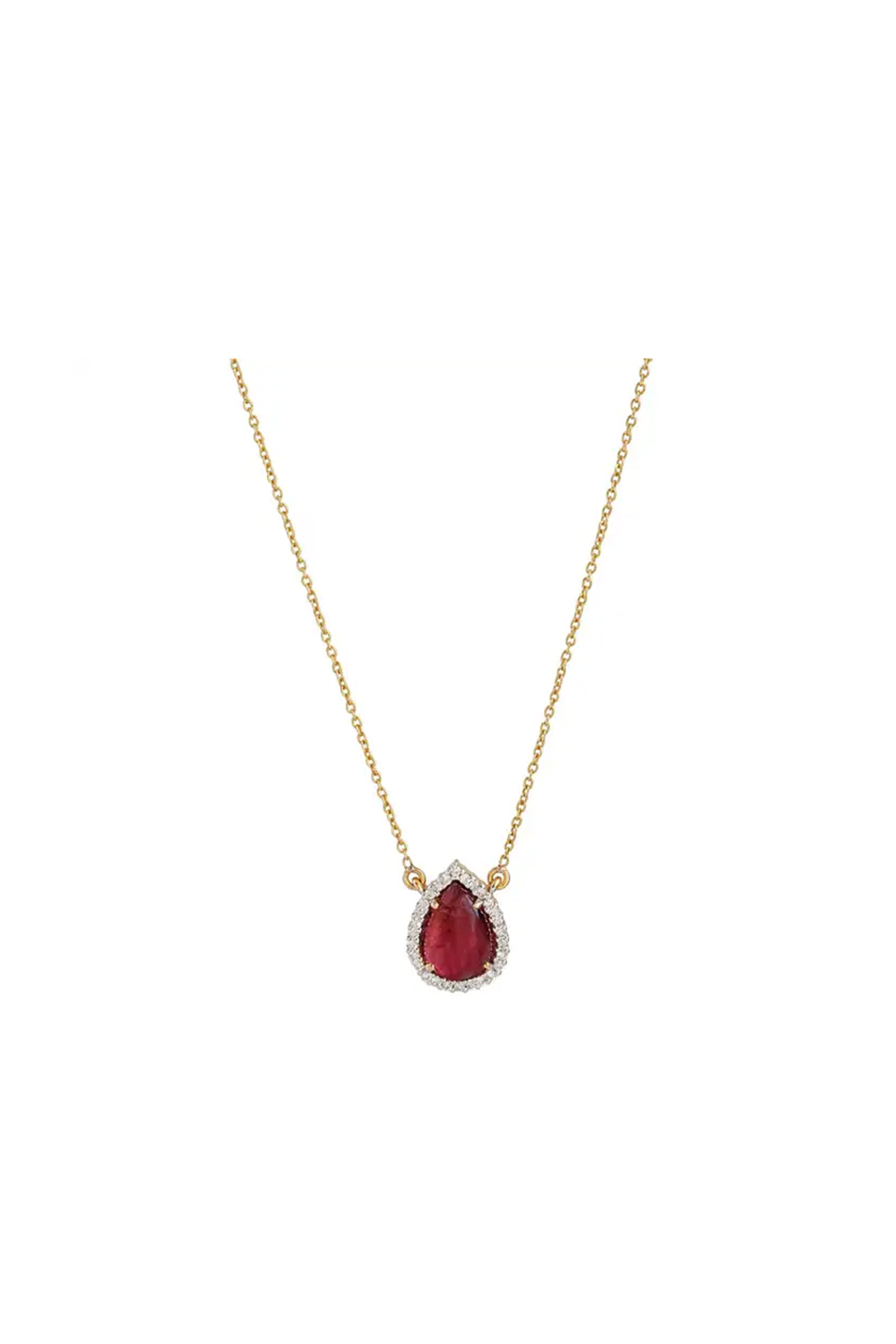 Pink Tourmaline and Diamond Pendant with Chain in 14k Gold