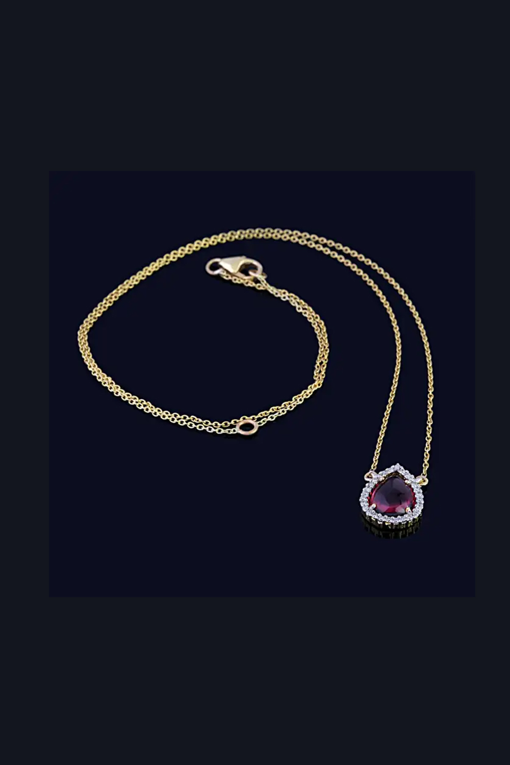 Pink Tourmaline and Diamond Pendant with Chain in 14k Gold