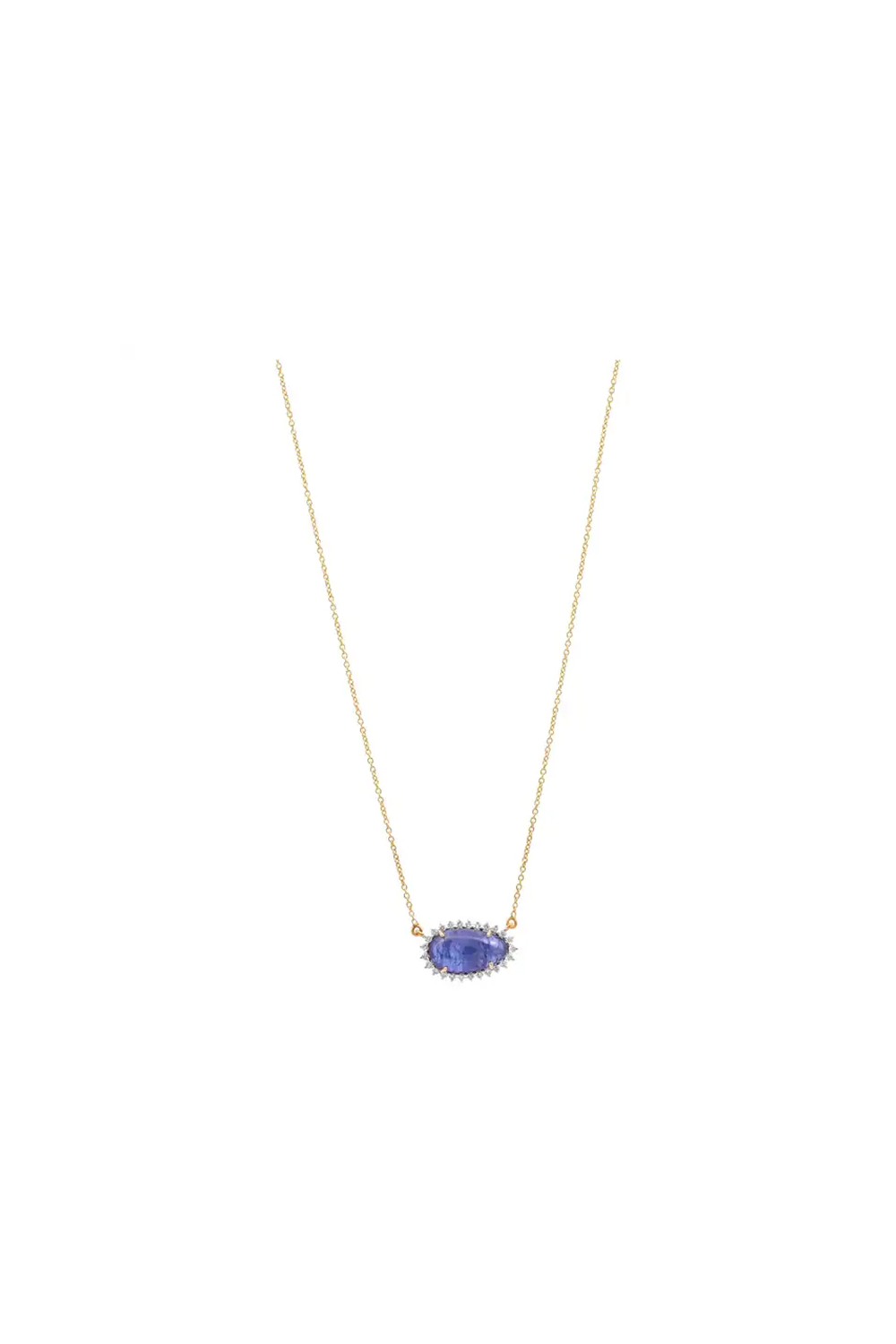 Natural Tanzanite and diamond chain pendant with diamond 0.28 cts in 14k gold