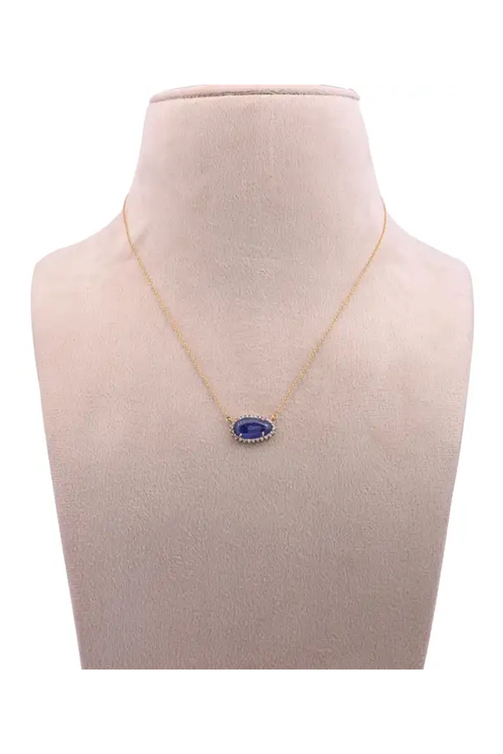 Natural Tanzanite and diamond chain pendant with diamond 0.28 cts in 14k gold