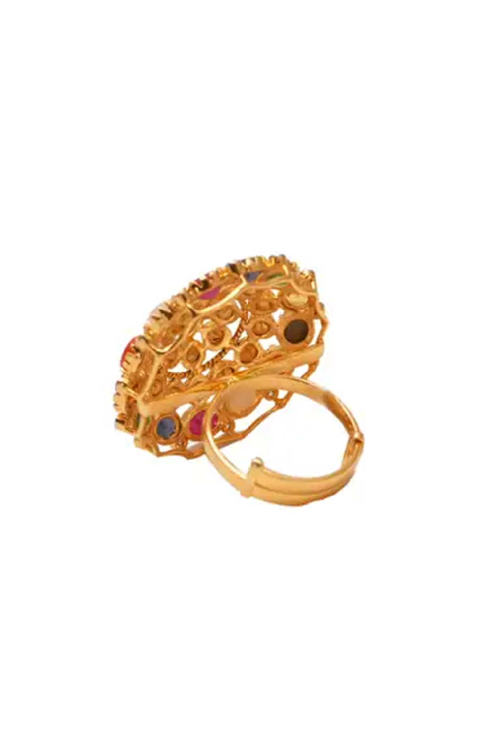 18k gold Polki Diamond Navratan Ring