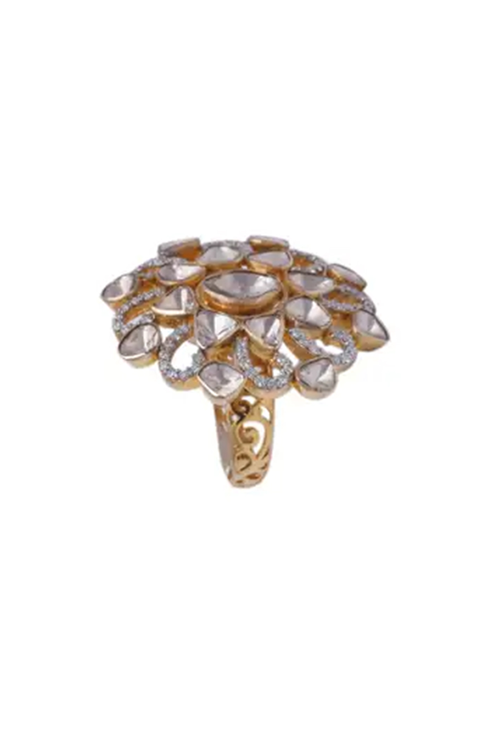 14k gold 2.88cts Polki Diamond & 1.00cts diamond Ring