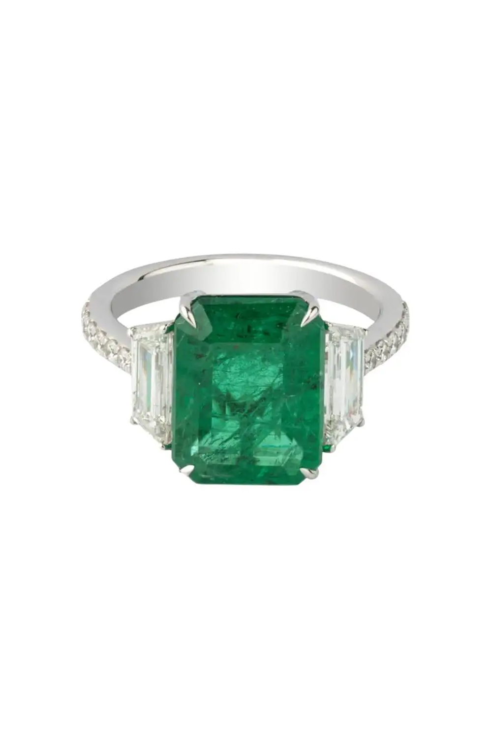 Natural emerald and natural diamond ring in 18k gold