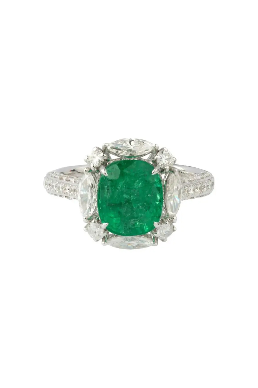 Natural emerald ring with diamond in 18k gold